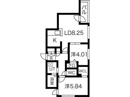 レジデンスシンメイ本郷ウエスト(2LDK/4階)の間取り写真
