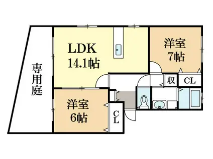 ベルコリーヌA棟(2LDK/2階)の間取り写真
