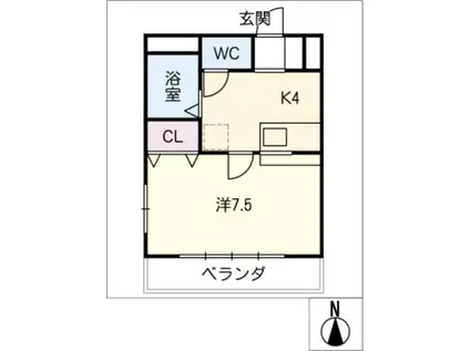 ミキスクェア北野(1K/2階)の間取り写真