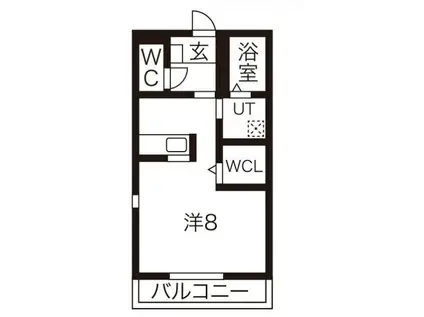 ジュネス八ツ面F棟(1K/2階)の間取り写真