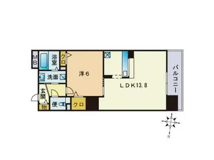 サムティ警固タワー(1LDK/5階)の間取り写真