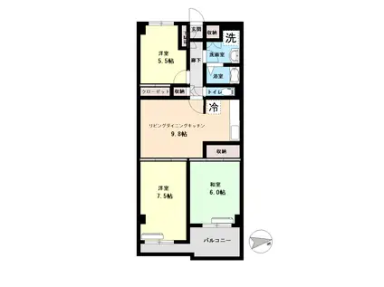 タック本厚木(3DK/2階)の間取り写真