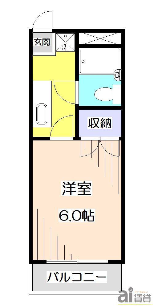 ドミール狭山(1K/3階)の間取り写真