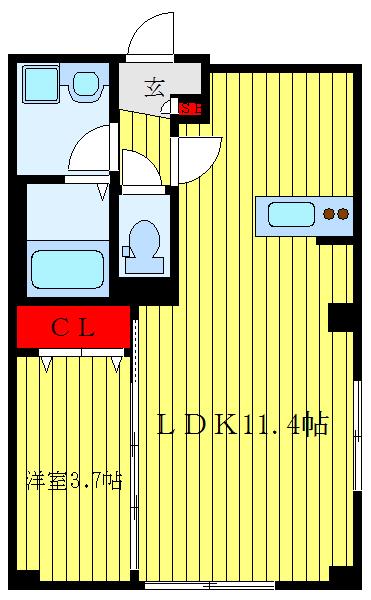 ドヌール長崎(1LDK/1階)の間取り写真