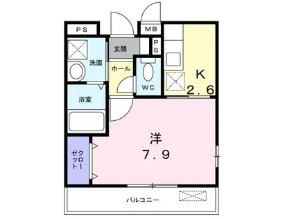 コートアンシャンテII(1K/2階)の間取り写真