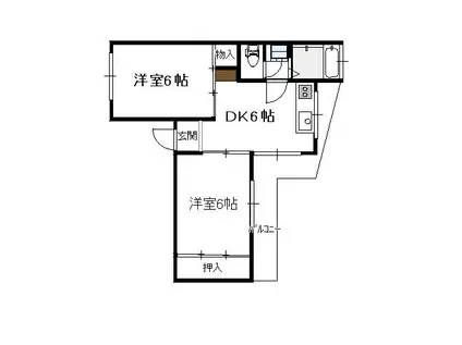 アズマレジデンス(2DK/2階)の間取り写真