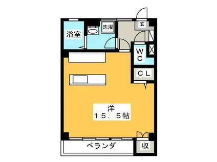 早苗ビル 西館(ワンルーム/1階)の間取り写真