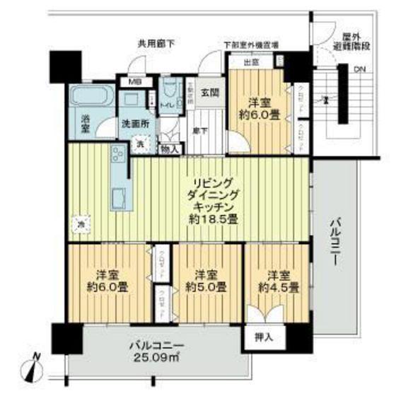 プレサンスロジェ牧港レーヴタワー(4LDK/13階)の間取り写真