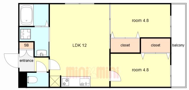 CASA垂水駅前(2LDK/2階)の間取り写真