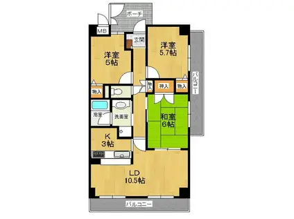 ラ・ポール須磨(3LDK/3階)の間取り写真