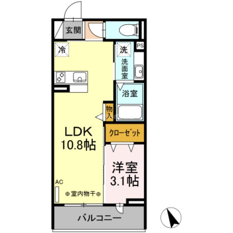 AVENIR(1LDK/3階)の間取り写真