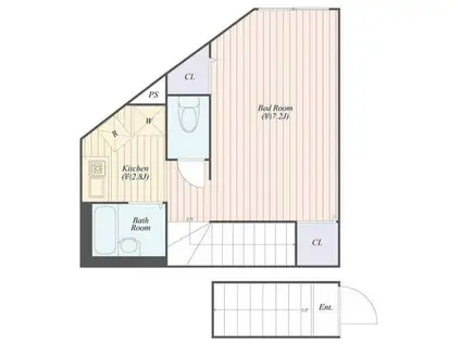 REVE拝島(1K/2階)の間取り写真