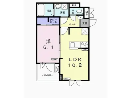 ブランドール久米田V(1LDK/2階)の間取り写真