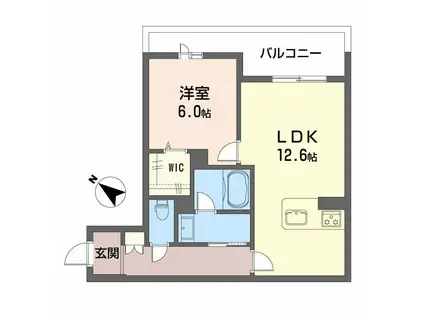 シャーメゾンマーレ竹下(1LDK/1階)の間取り写真