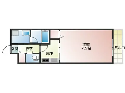 グランシス難波西(1K/8階)の間取り写真