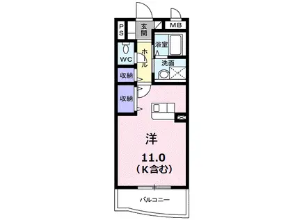 スカイルシパー(ワンルーム/1階)の間取り写真