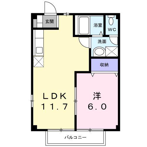 パティオパークA(1LDK/2階)の間取り写真