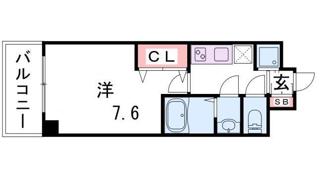 LUXE神戸ウエスト(1K/10階)の間取り写真