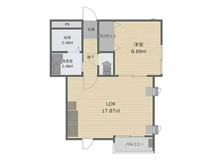 ラウレア本中山(1LDK/1階)の間取り写真