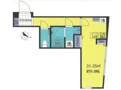 ヴェール白金台(ワンルーム/3階)の間取り写真