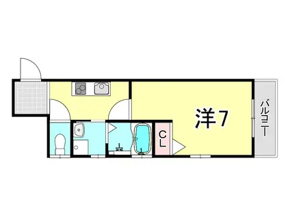 クラウド西宮北口(1K/1階)の間取り写真