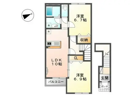 コンフォール(2LDK/2階)の間取り写真