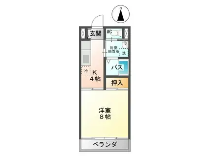 メゾン常入2(1K/1階)の間取り写真