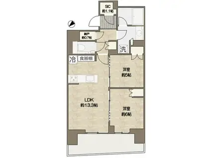 晴海フラッグサンビレッジ(2SLDK/11階)の間取り写真