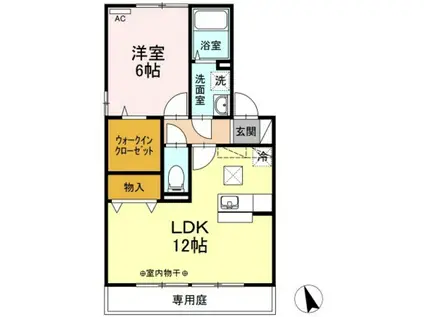 ルミエールB棟(1LDK/1階)の間取り写真