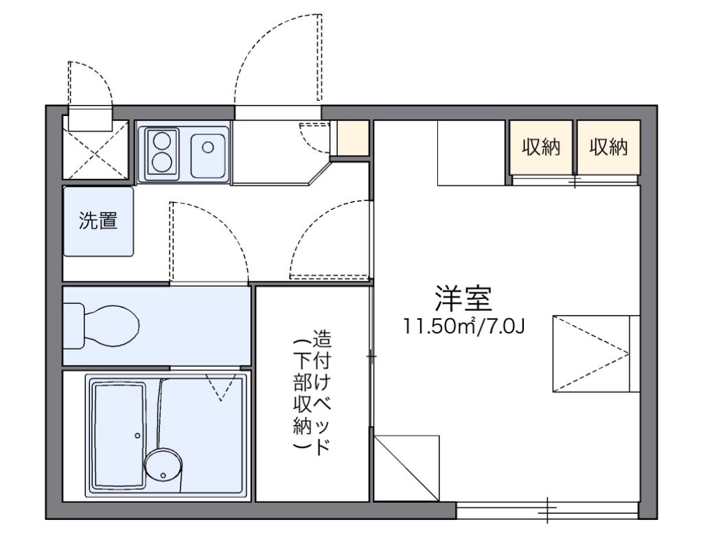 レオパレスファイナルコート(1K/1階)の間取り写真