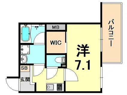 ブランシエスタ西宮(1K/8階)の間取り写真