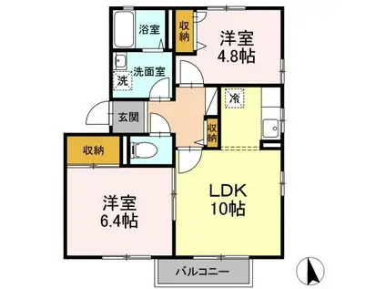 ヴィクトリータウンB(2LDK/2階)の間取り写真