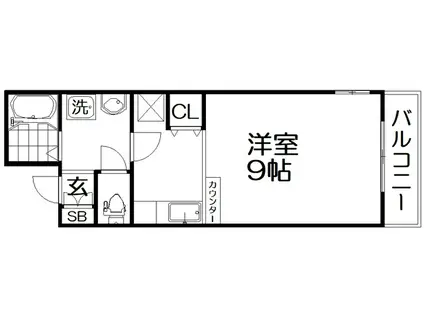 ハピネス渚(ワンルーム/1階)の間取り写真