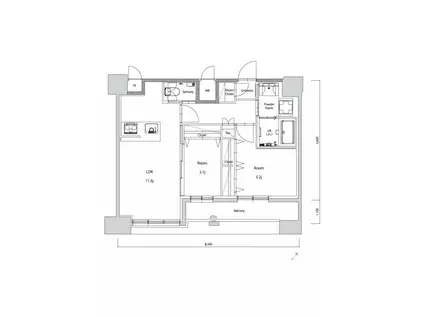 エンクレスト空港前(2LDK/14階)の間取り写真