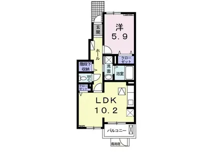 シャルシアンII(1LDK/1階)の間取り写真