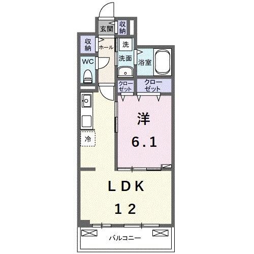 ベル ハイネス(1LDK/2階)の間取り写真