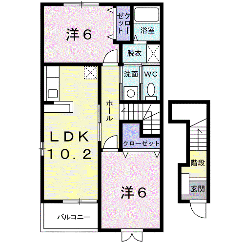 フェデール C(2LDK/2階)の間取り写真
