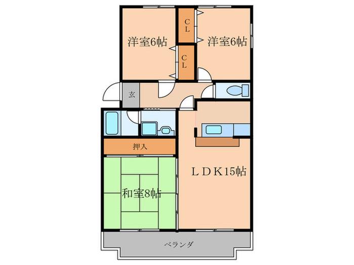 メゾンT&T(3LDK/3階)の間取り写真