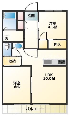 GLORIA(2LDK/1階)の間取り写真