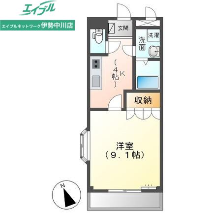 アドラーブル(1K/1階)の間取り写真