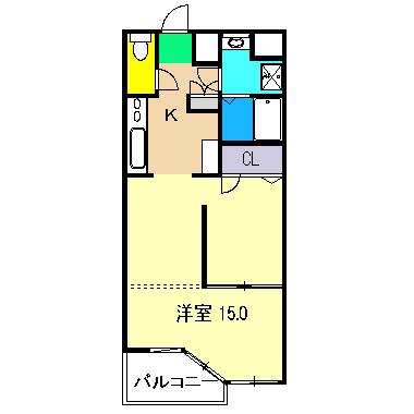 EXT B棟(1K/2階)の間取り写真