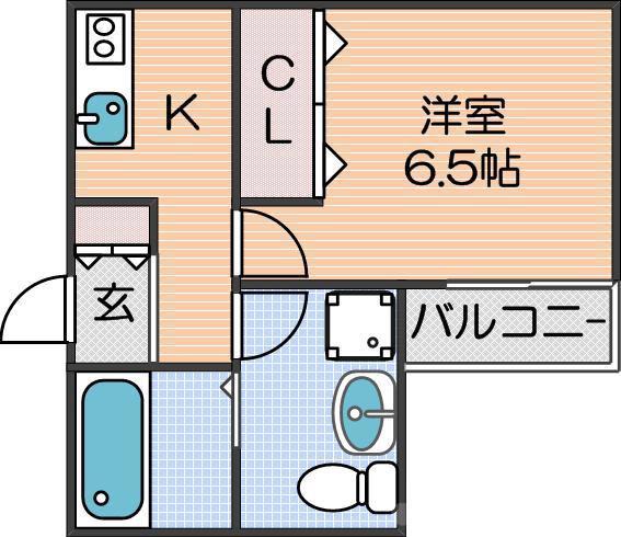 ウイング住之江(1K/1階)の間取り写真