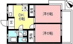 稲城中央ハイツ1(2DK/2階)の間取り写真