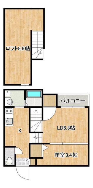 コアスクエアII(1LDK/1階)の間取り写真