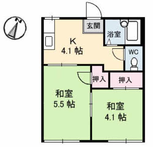テクノハイツ91(2K/1階)の間取り写真