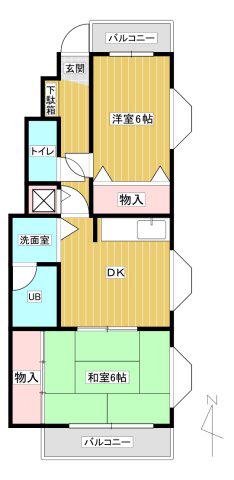 タウンハウス戸田(2DK/1階)の間取り写真