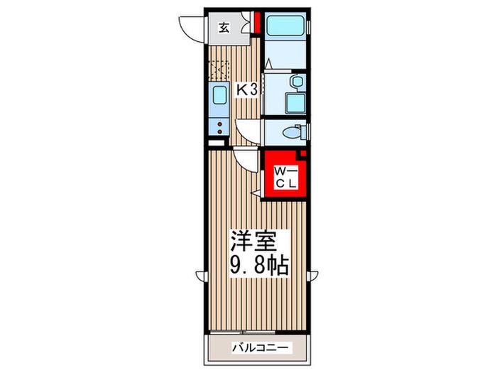 リバーサイドC(1K/2階)の間取り写真