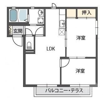 ラクシュミー鳥飼(2LDK/1階)の間取り写真