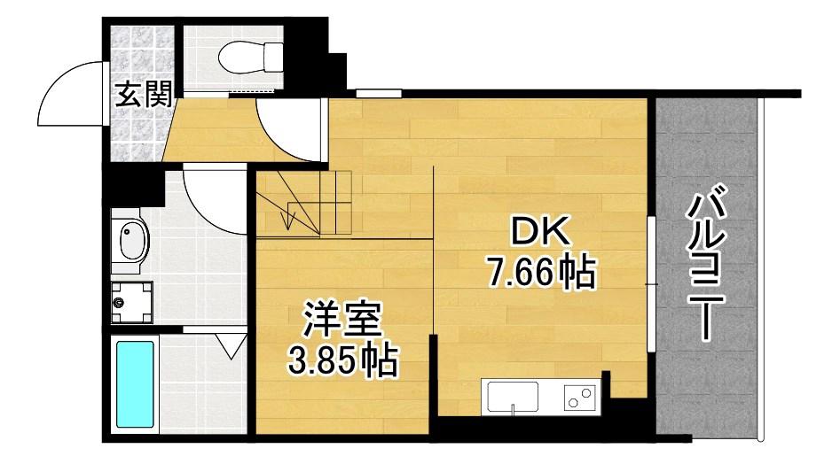 キャルムコート交野2番館(ワンルーム/1階)の間取り写真