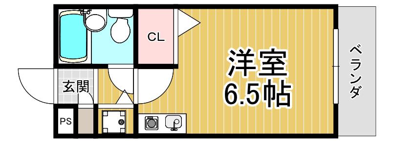 RIO花屋敷(ワンルーム/2階)の間取り写真